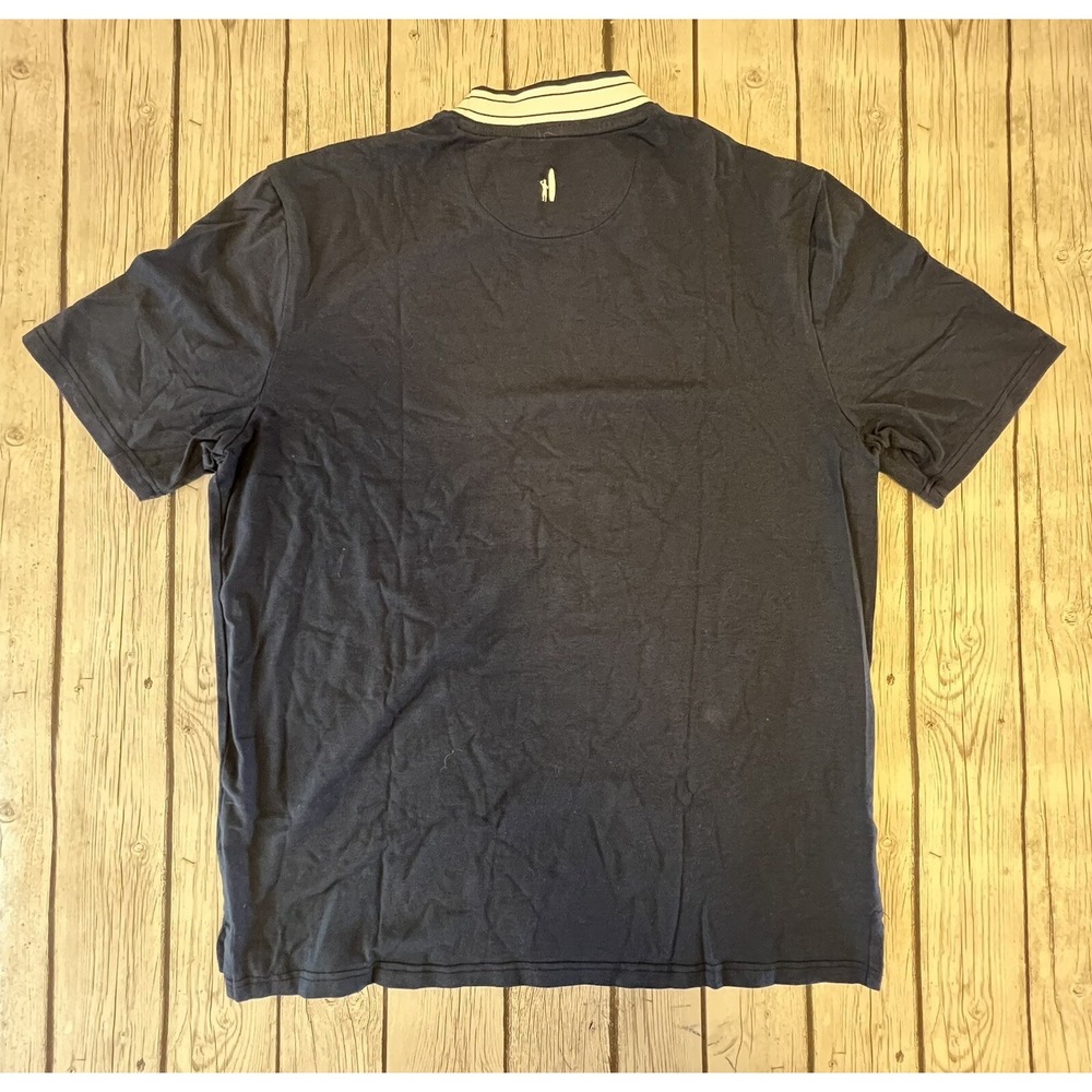 Johnnie-O Fringe Neck Modal Stretch Solid Shirt Navy Blue Men's Large - Picture 4 of 6